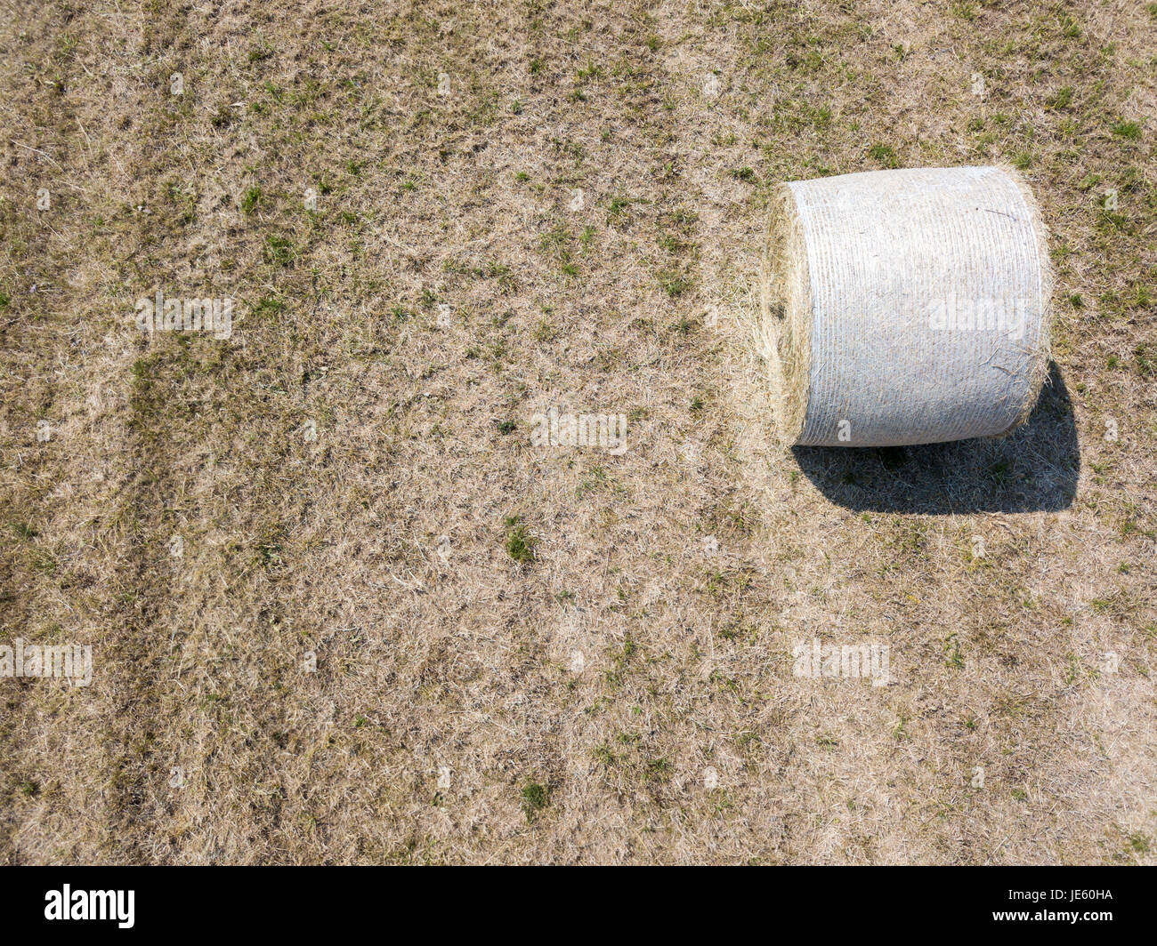 Natur und Landschaft: Luftaufnahme von einem Feld, gepflügtes Feld, Anbau, grasgrün, Landschaft, Landwirtschaft, Heuhaufen, Heuballen Stockfoto