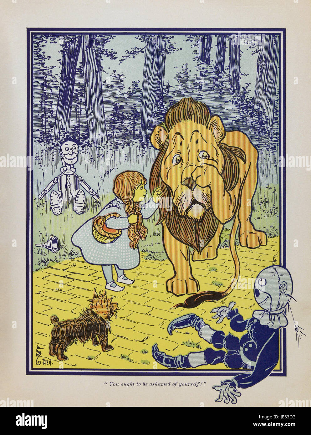 Der feige Löwe ist eine fiktive Figur aus L. Frank Baums „The Wonderful Wizard of Oz“. Bekannt für seinen Wunsch nach Mut, repräsentiert die Figur Themen von Tapferkeit und Selbstvertrauen in der klassischen Geschichte. Stockfoto