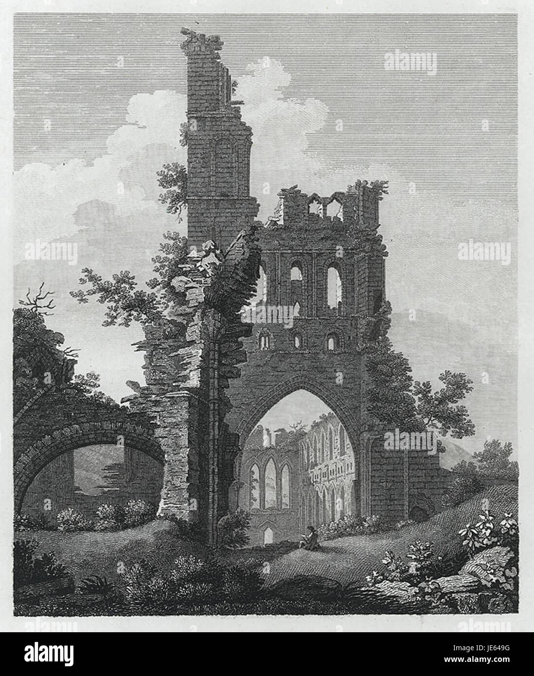 Ostansicht des Llanthony Abbey Stockfoto