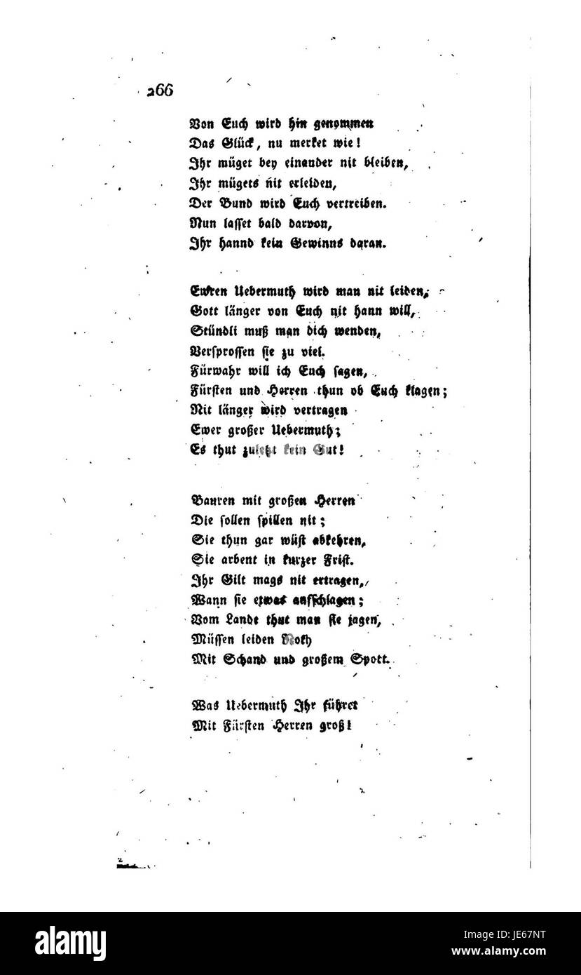 Diese Seite der Altteutschen Volks-Meisterlieder enthält klassische deutsche Volkslieder, die die traditionelle mündliche Dichtung und Musik des deutschsprachigen Volkes aus dem Mittelalter repräsentieren. Stockfoto
