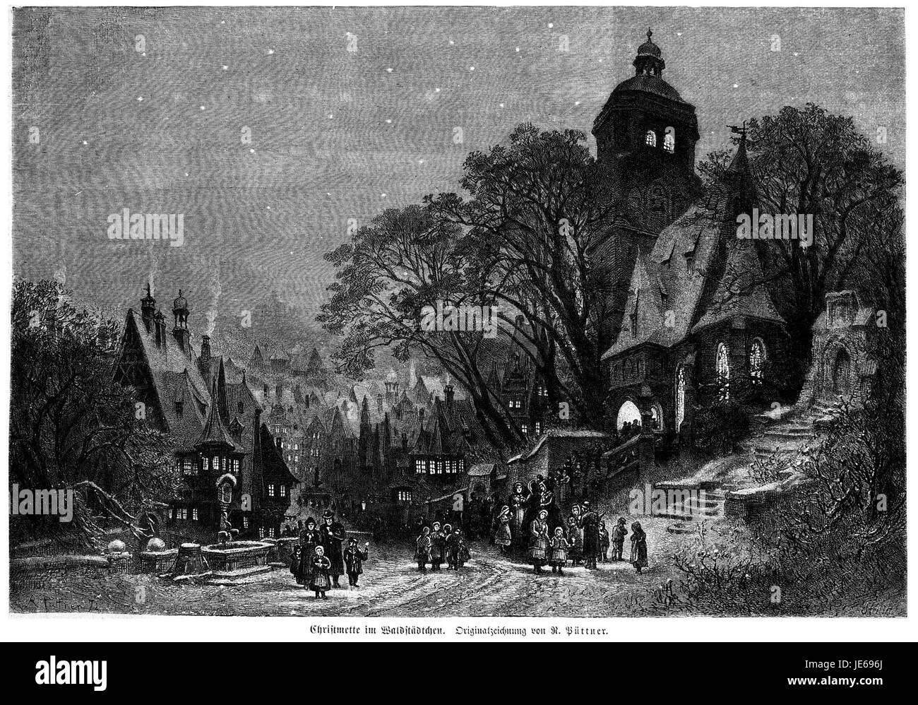 Eine Illustration aus der Zeitschrift „die Gartenlaube“ (1872), die eine kunstvolle Szene mit Schwerpunkt auf Stil und kulturellen Themen des 19. Jahrhunderts darstellt. Stockfoto