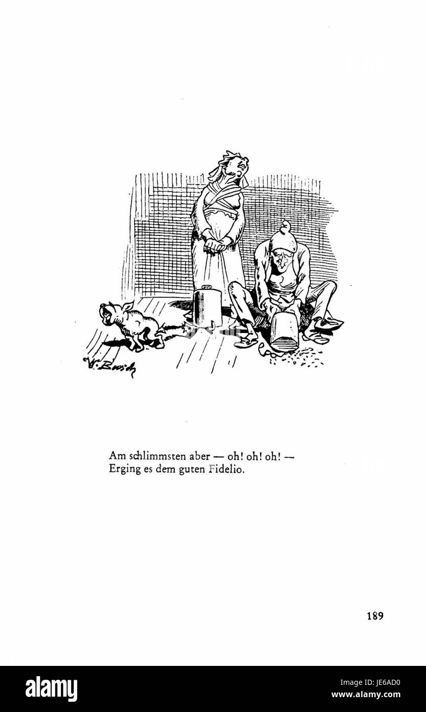 Eine Seite aus dem zweiten Band der „Busch Werke“, einer einflussreichen literarischen Sammlung, die Wilhelm Buschs satirische Schrift und Humor zeigt. Die Seite gibt Einblicke in seine Beiträge zur deutschen Kultur und Literatur. Stockfoto