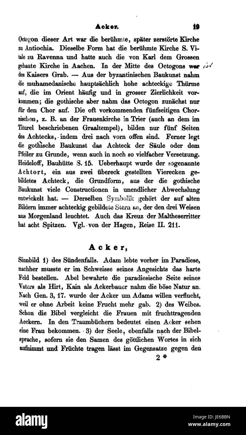 Eine Seite aus dem Werk „Christliche Symbolik“ von Menzel widmete sich dem christlichen Symbolismus. Dieser Abschnitt befasst sich mit religiösen Bildern und Symbolen, die mit christlicher Theologie und Ikonographie verbunden sind. Stockfoto
