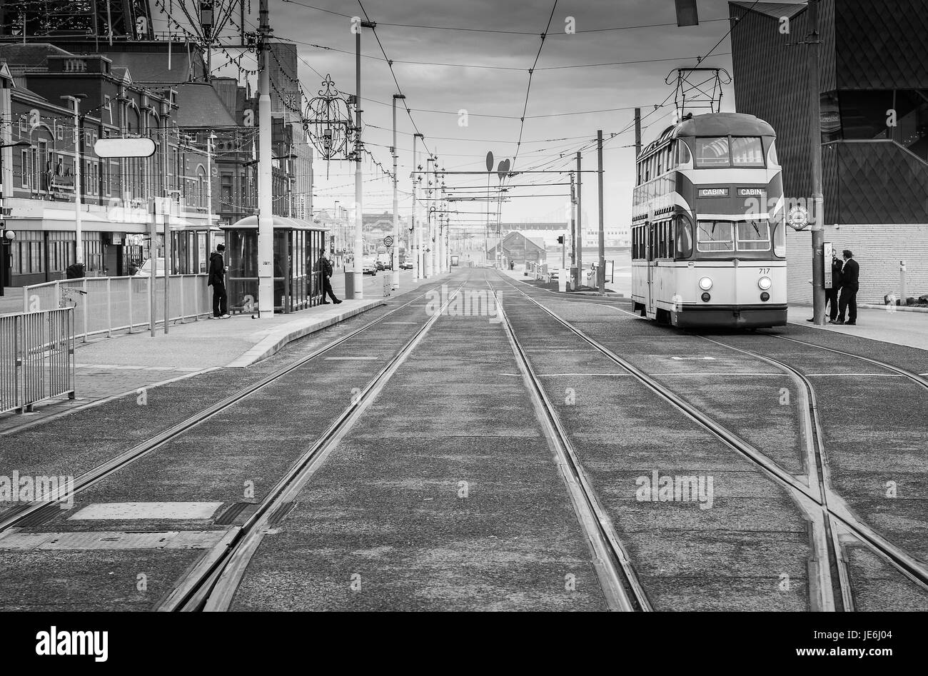 Straße in Pleasure Beach Blackpool Stockfoto