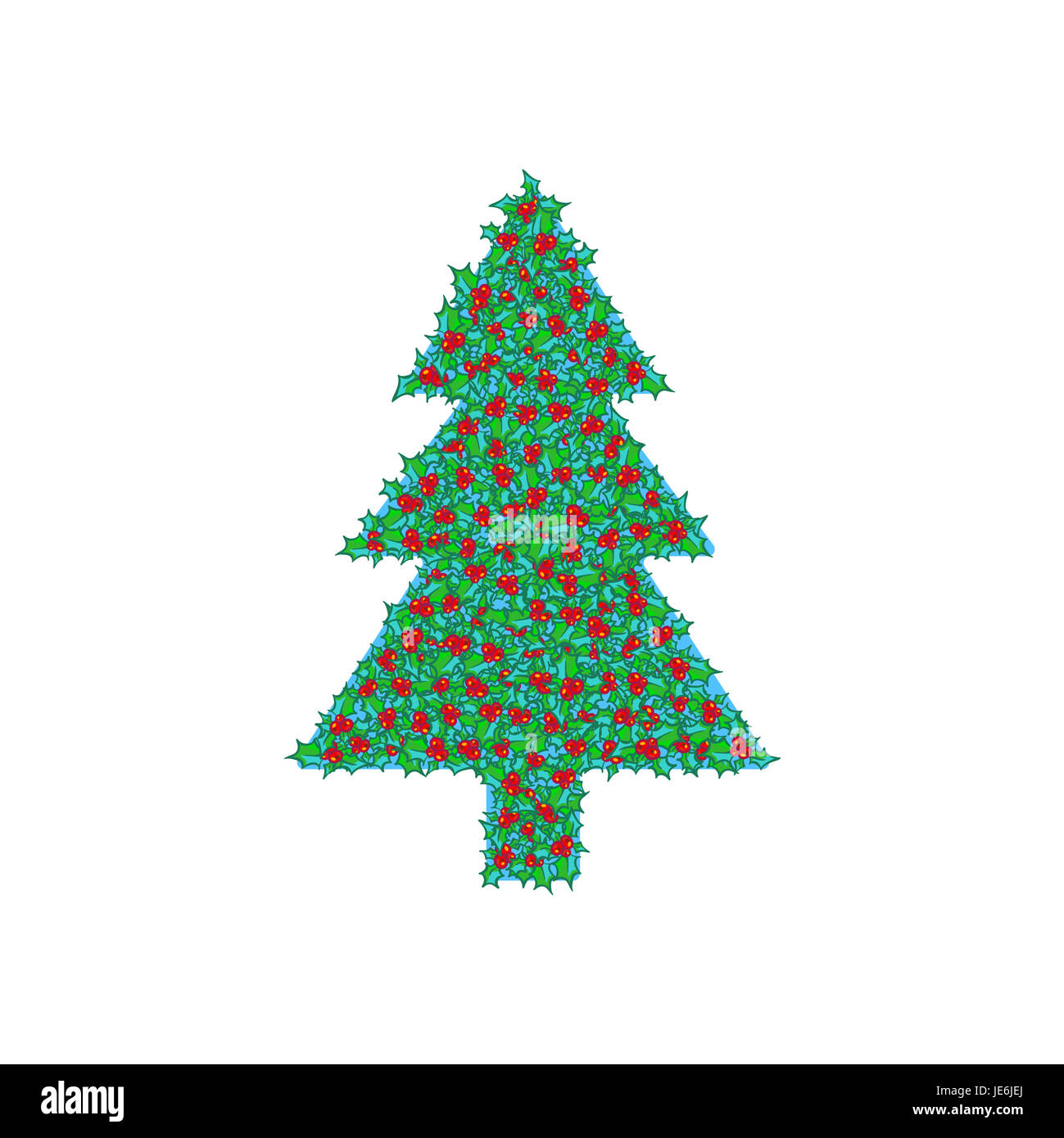 Holly Baum Clipart Die Hand Gezeichneten Hintergrund