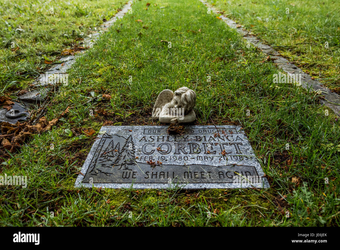 Junge Kinder Grabstein, Mountain View Cemetery, Vancouver, Britisch-Kolumbien, Kanada, Stockfoto