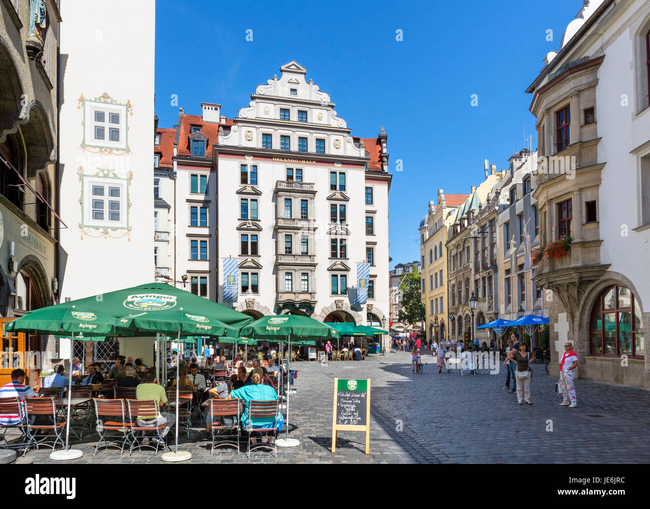 Restaurants und Cafés im Platzl, München, Bayern, Deutschland Stockfoto