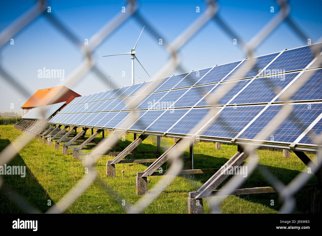 Deutschland, Schleswig - Holstein, Pellworm, Solar, solar Anlage, erneuerbare Energien, Windkraft, Stockfoto