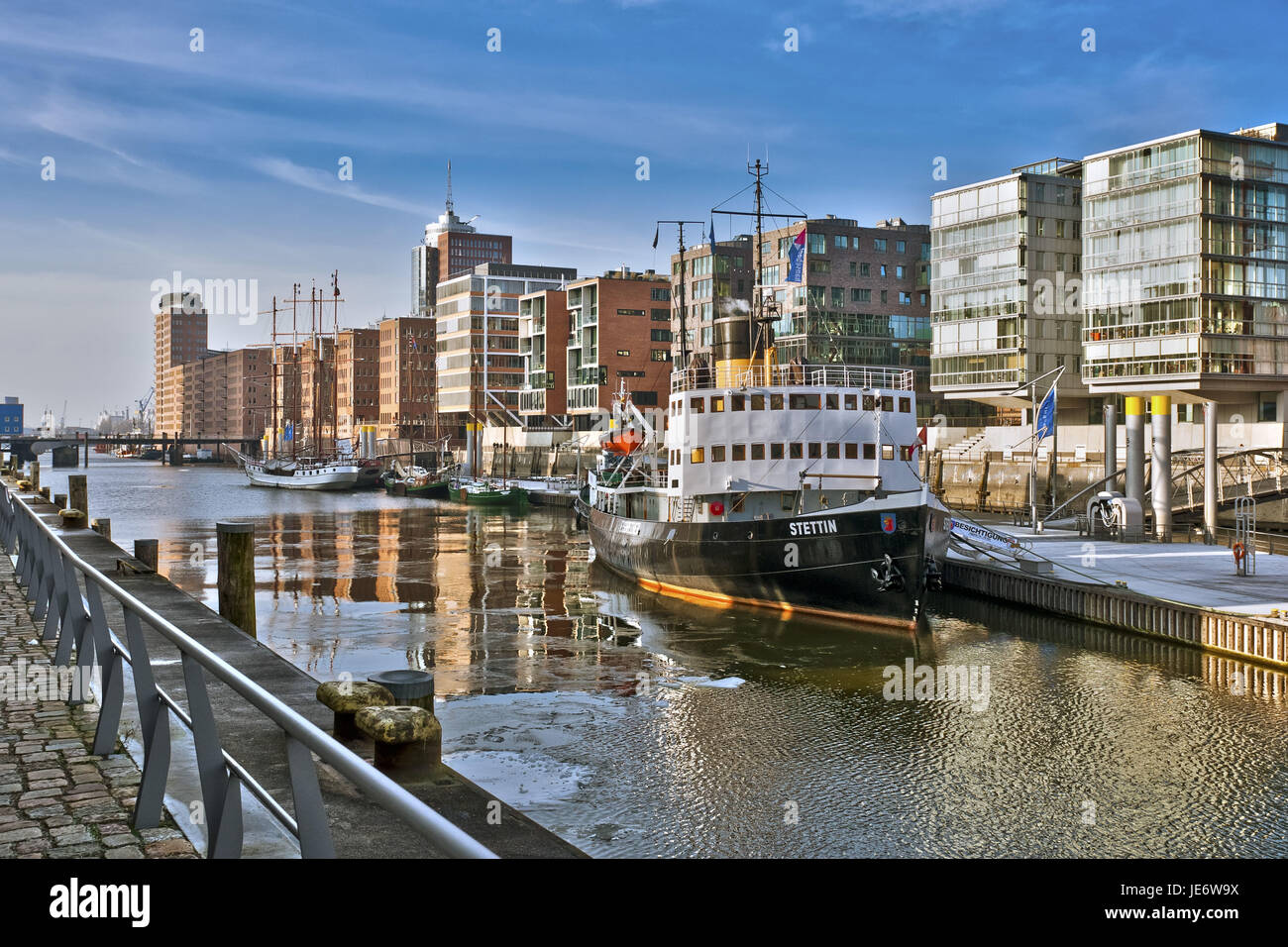 Deutschland, Hamburg, Hafen, Stadt, Architektur, historische Schiff "Stettin", Sand Ziel Kai, des Sandes Ziel Hafen, Kai Dalmann Stockfoto