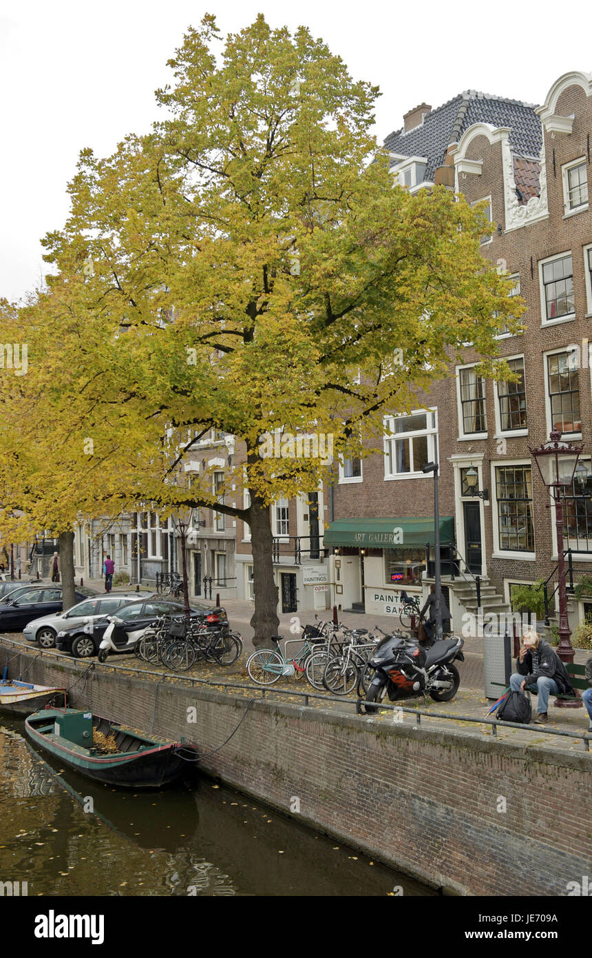 Holland, Niederlande, Amsterdam, Blick auf die Grachten, Stockfoto