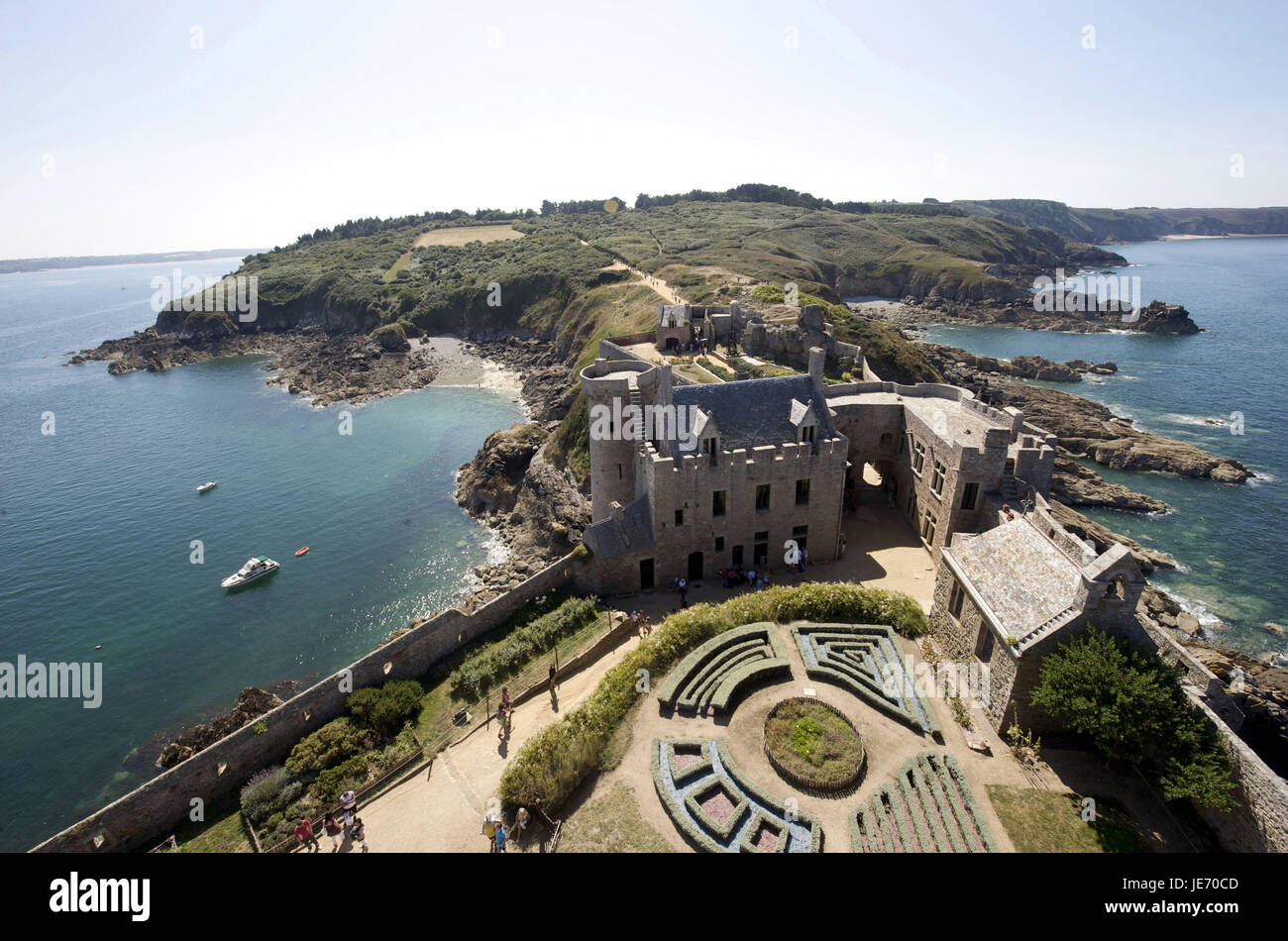 Europa, Frankreich, Bretagne, Cote D' Emeraude, Cap Frehel, Blick auf die Festung la Schlossbar, Stockfoto