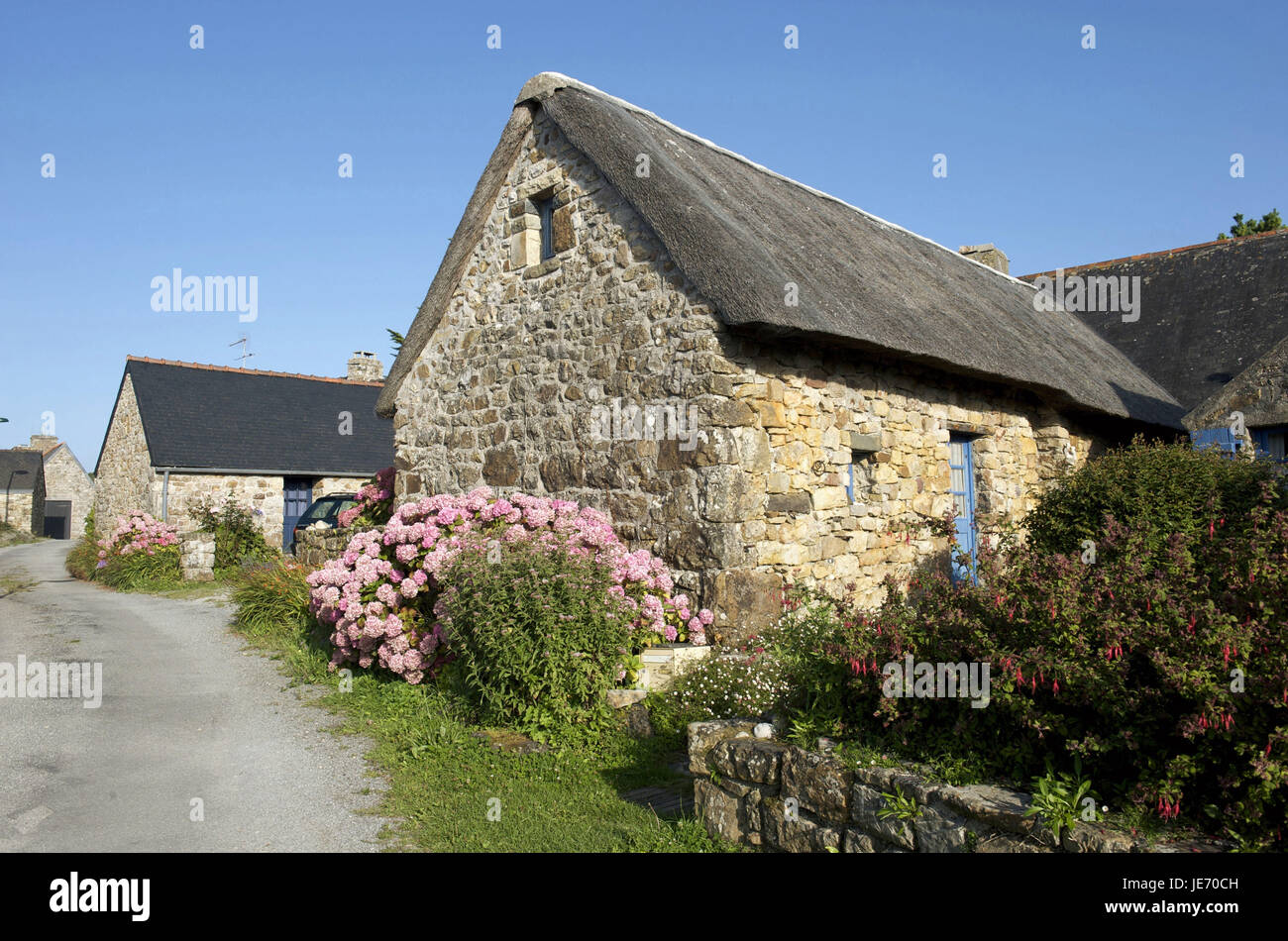 Europa, Frankreich, Bretagne, Finistere, regionalen Park der Presqu' Ile de Crozon, Breton Häuser, Stockfoto