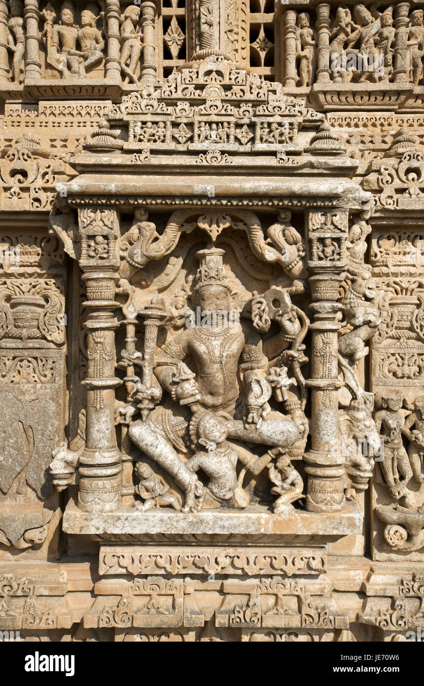 Indien, Rajasthan, Region von Udaipur, Nagda, Sas Bahu Tempel, Relief, Stockfoto