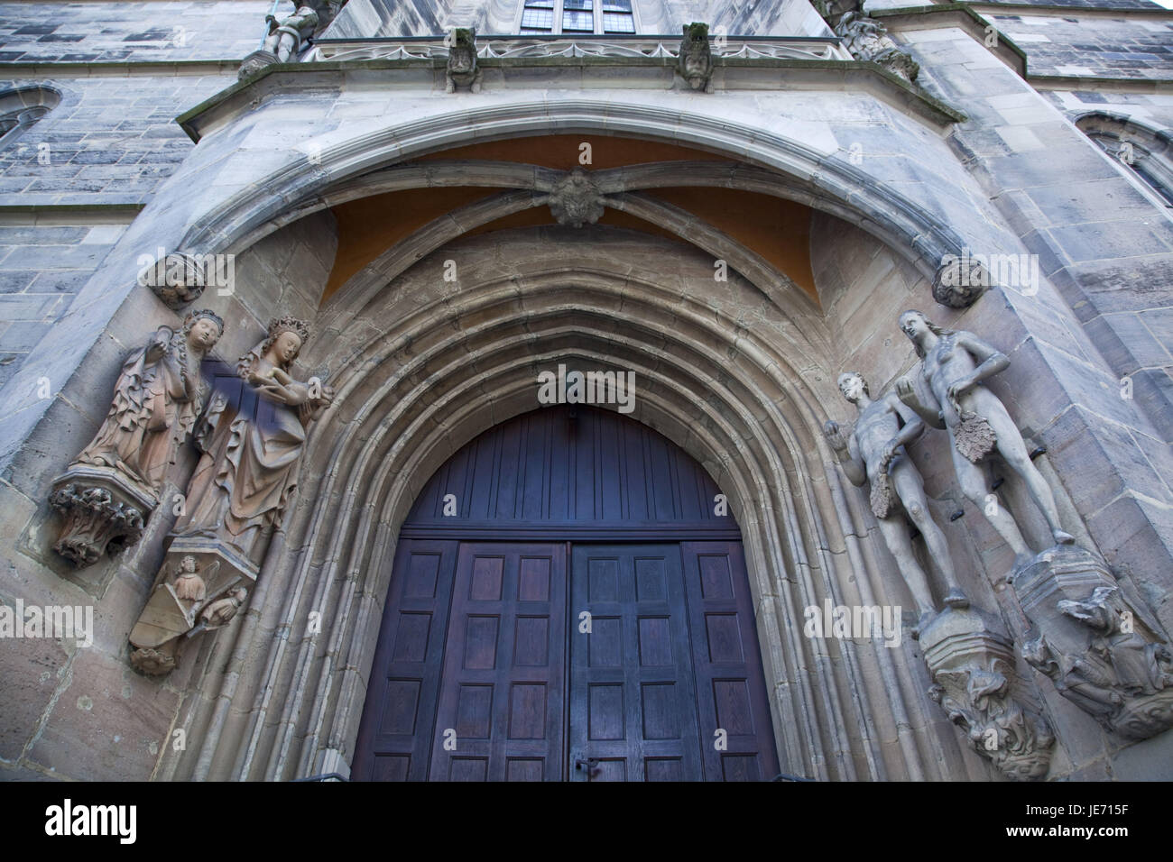 Deutschland, Bayern, Franken, Oberfranken, Coburger Land, Coburg, Altstadt, St. Moriz Kirche, Portal, Stockfoto
