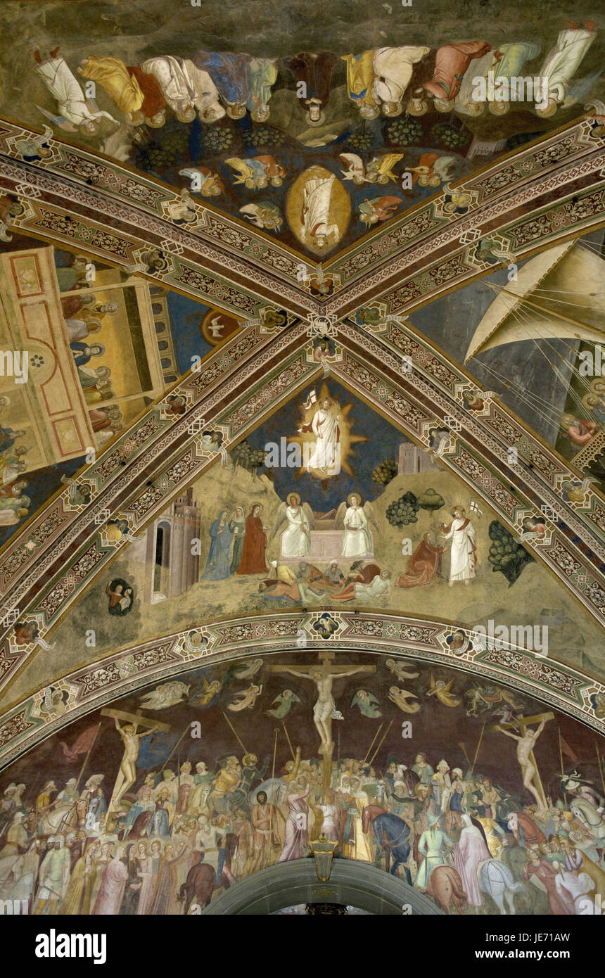 Italien, Toskana, Florenz, Kirche Santa Maria Novella, spanische Band, Decke mit Fresken, Stockfoto