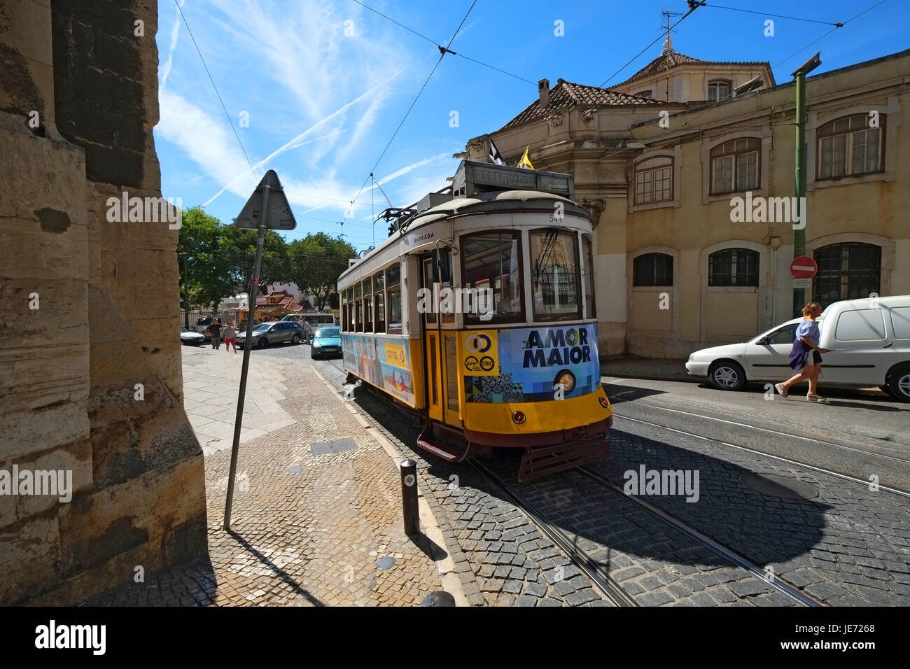 Lissabon Portugal Tram 28 Trolley Transport Stockfoto