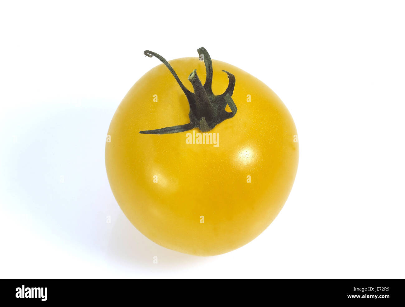 Gelbe Tomaten, Solanum Lycopersicum, Gemüse, weißer Hintergrund, Stockfoto