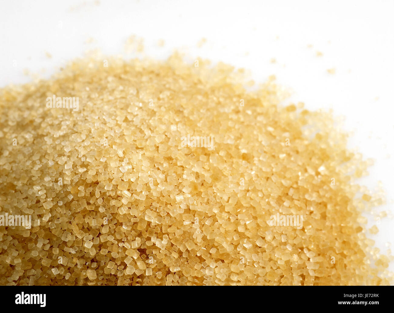 Brauner Zucker, Crush, weißer Hintergrund, Stockfoto