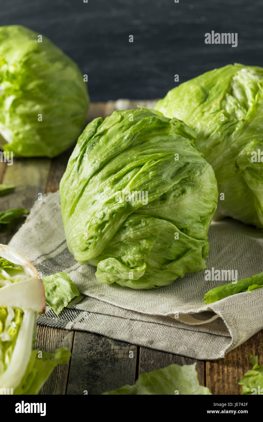 Rohe organische runden knackigen Eisbergsalat essfertig Stockfoto