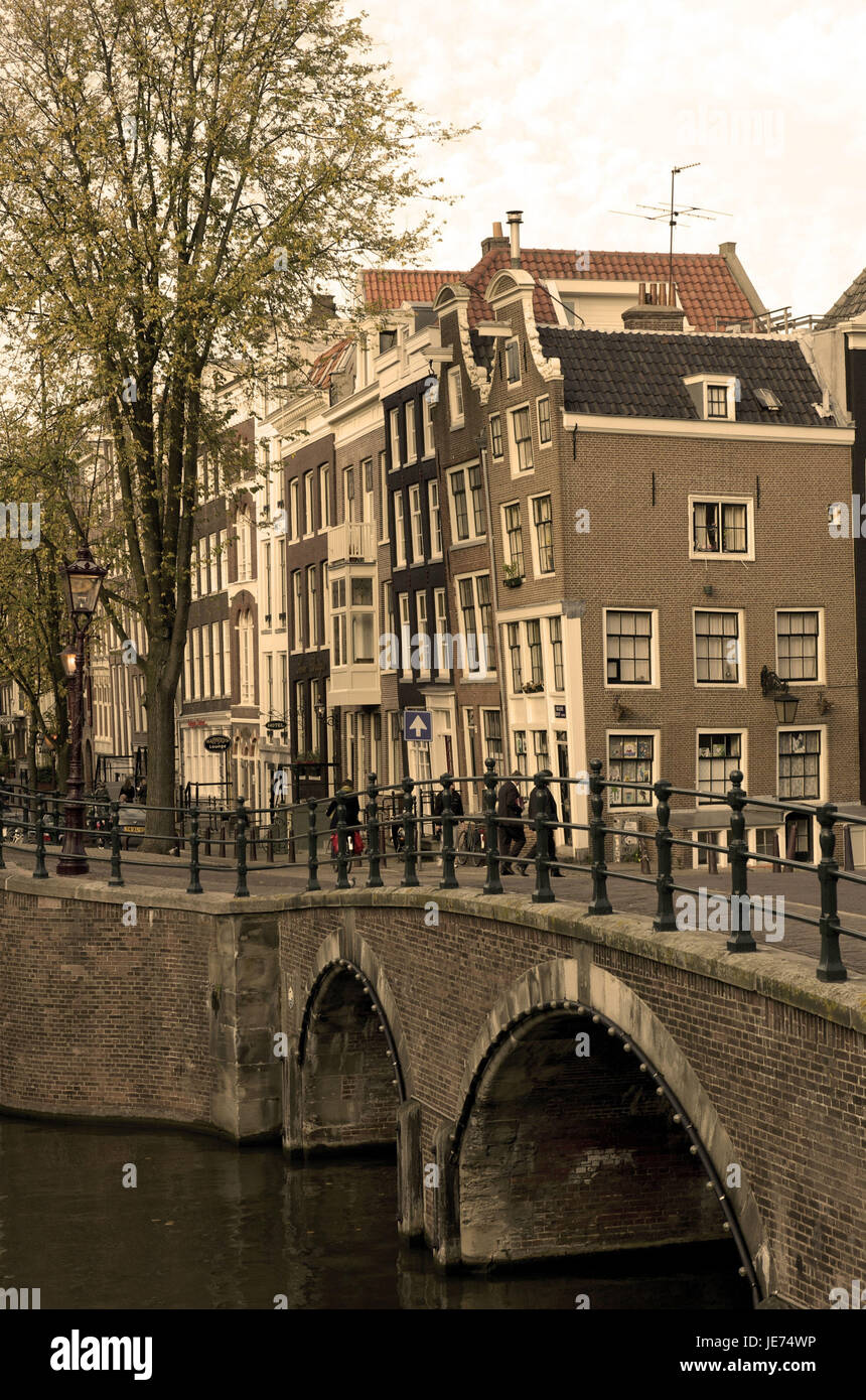 Holland, die Niederlande, Amsterdam, Brücke, Stockfoto