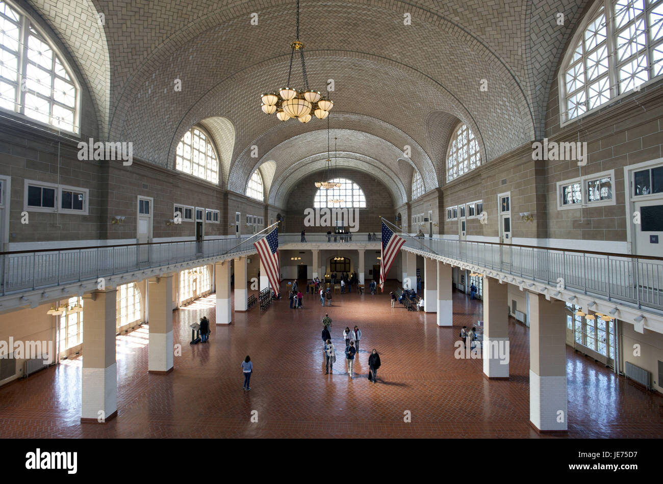 USA, Amerika, New York, Ellis Island, Migrationsmuseums, Halle, Innenansicht, Stockfoto