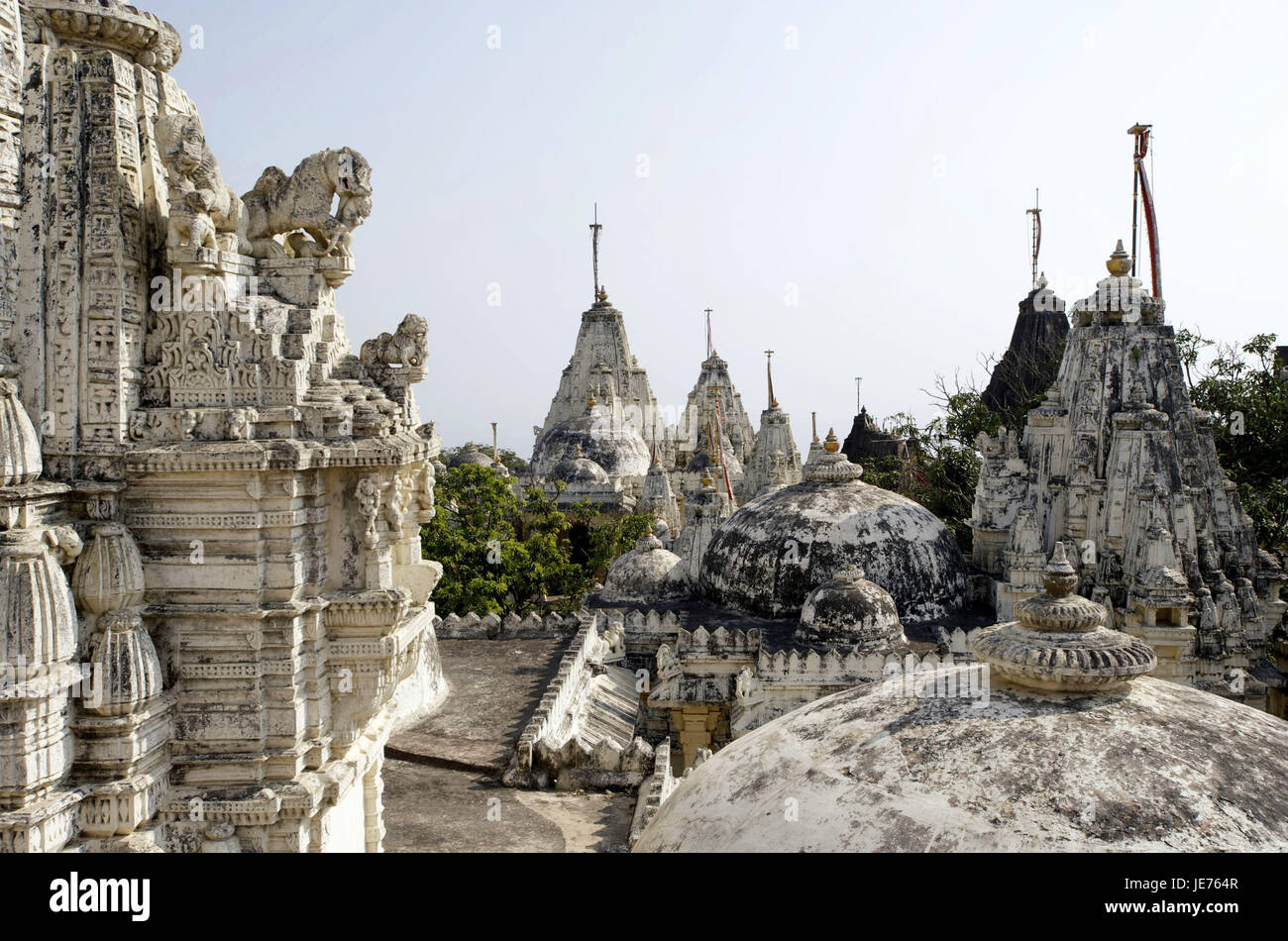 Indien, Gujarat, Palitana, Jain-Tempel in den Bergen Shatrunjaya, Stockfoto