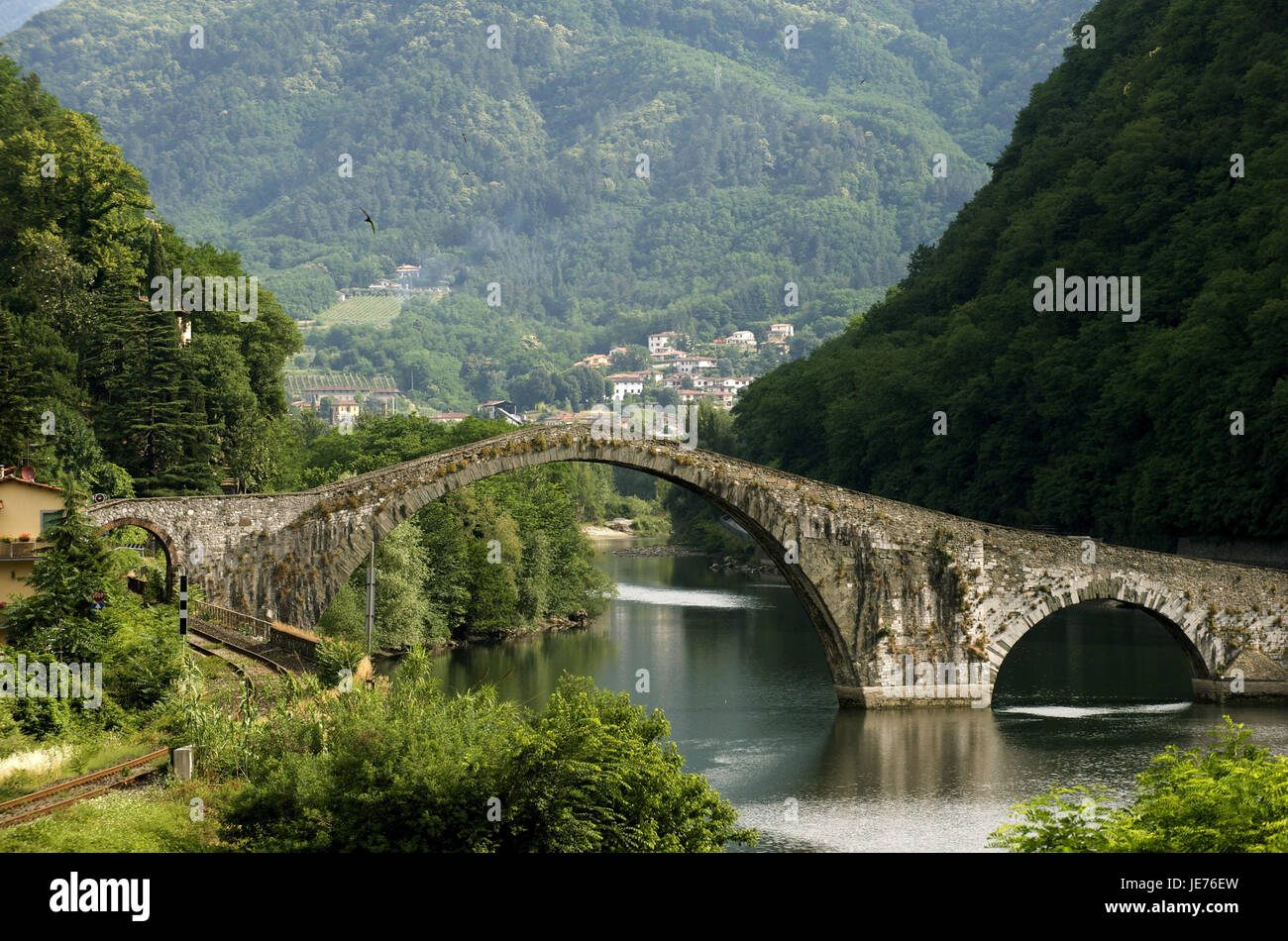 Italien, Toskana, Garfagnana, Brücke von Maddalena, in der Nähe von Lucques, Stockfoto