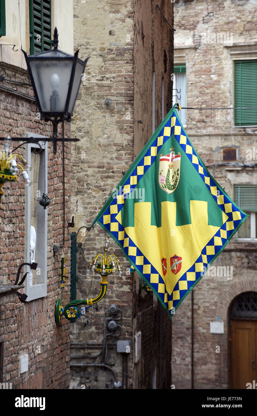 Italien, Toskana, Siena, Flagge, die Contrade der Raupe, Stockfoto