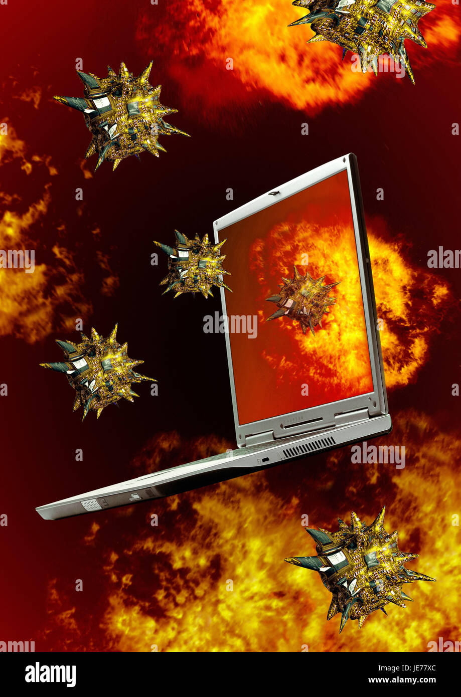 Computer-Viren, Laptop, Stockfoto