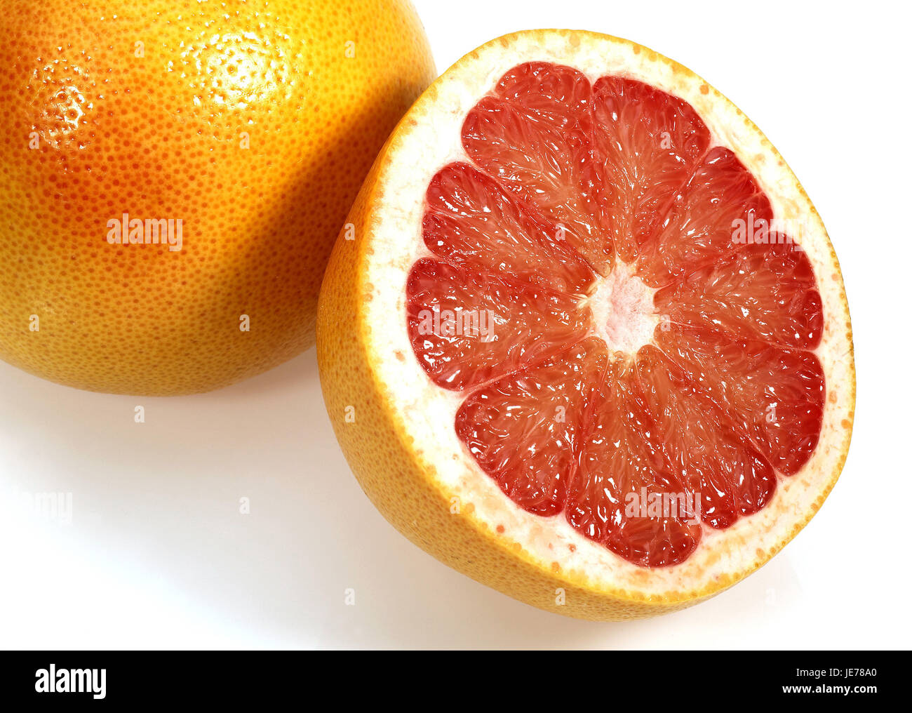 Grapefruit, Citrus Paradisi, weißer Hintergrund, Stockfoto