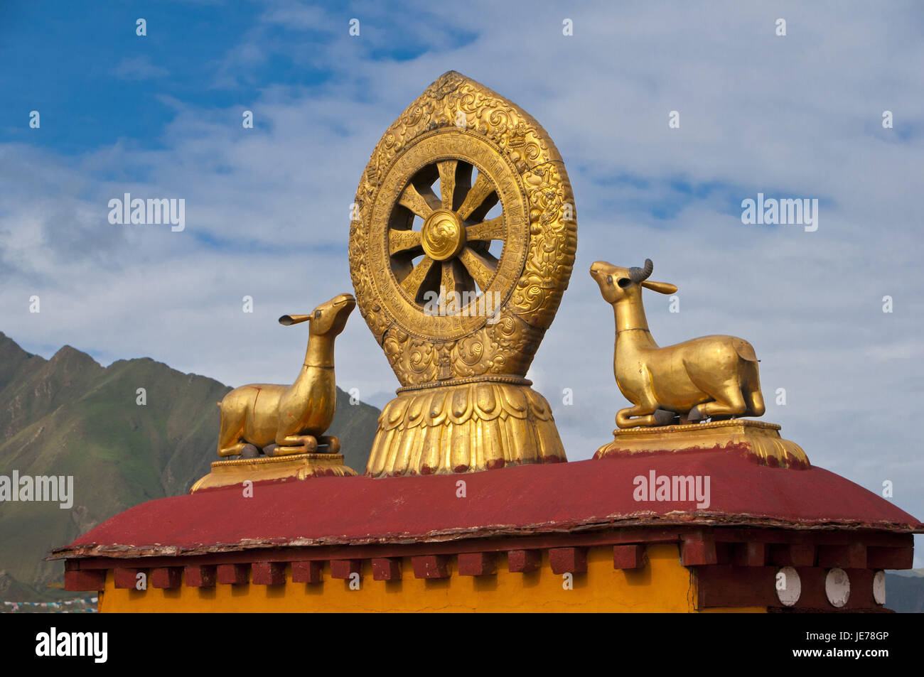 Buddhistische Koloraturen auf den Jokhang-Tempel, Lhasa, Tibet, Asien, Stockfoto