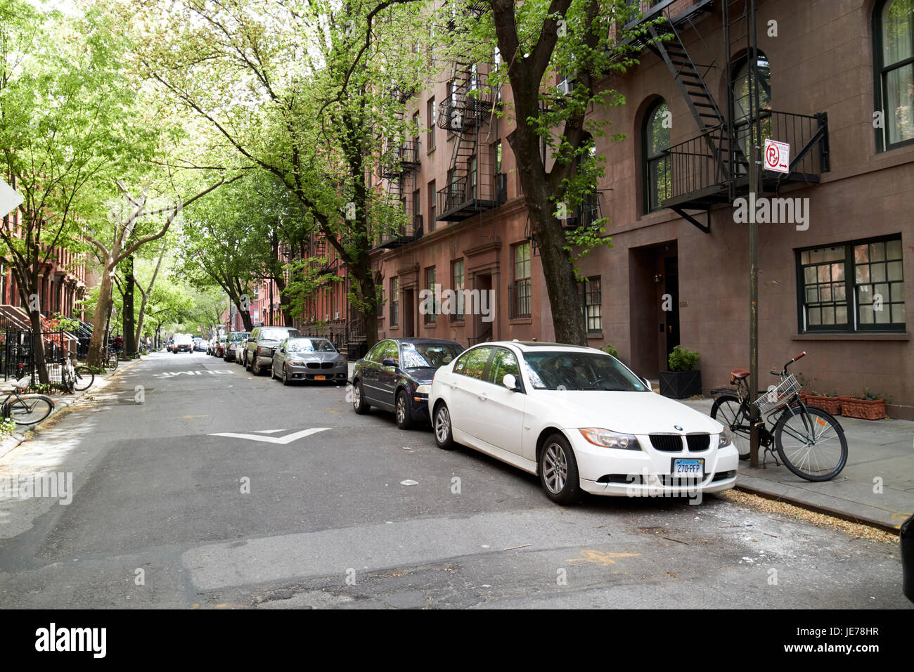 niedrige Leibhöhe Wohnblocks auf Charles Street Greenwich Village, New York City USA Stockfoto