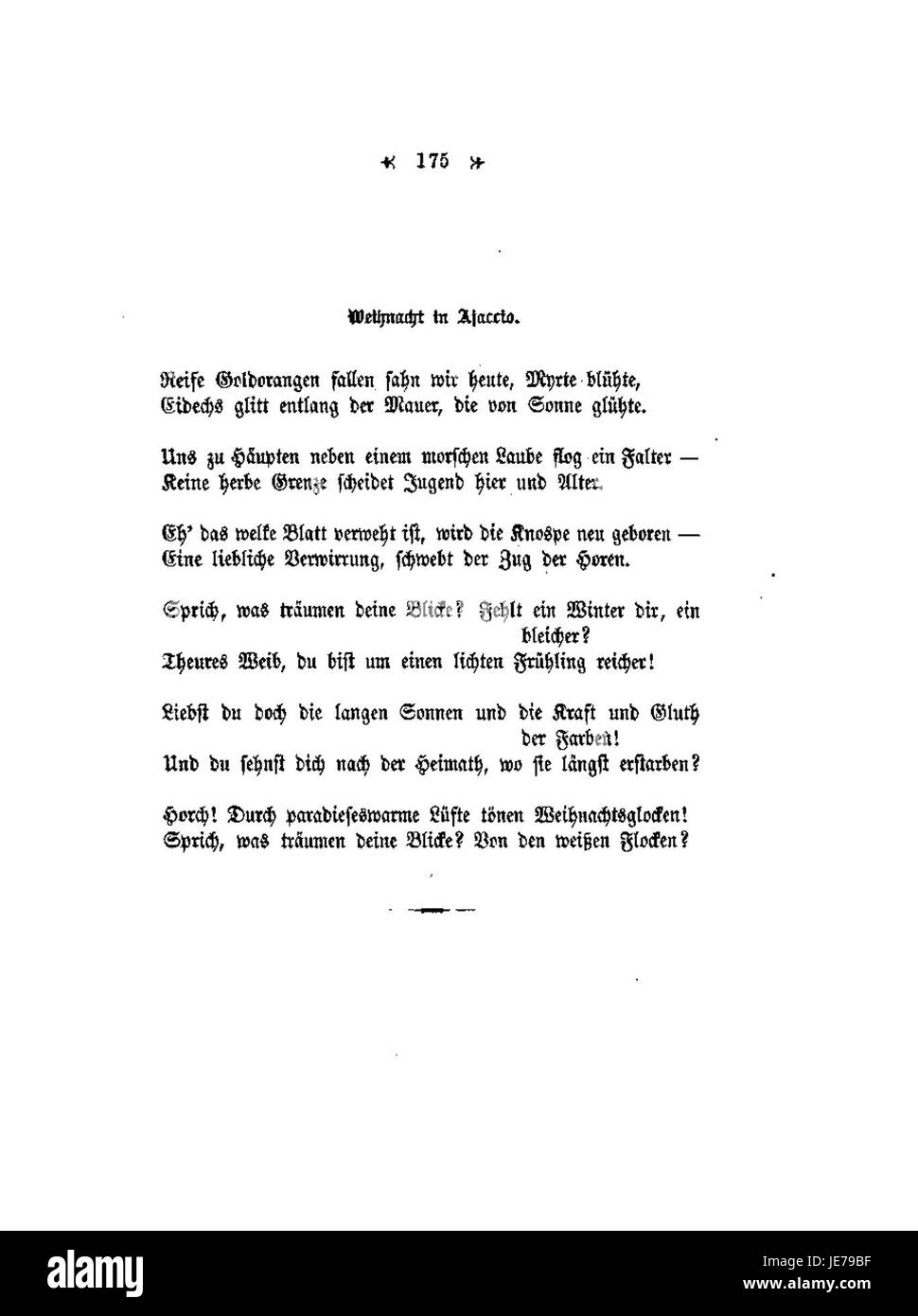Conrad Ferdinand Meyer Gedichte 175 bezieht sich auf eine Gedichtsammlung des Schweizer Schriftstellers Conrad Ferdinand Meyer. Seine Werke sind bekannt für ihre tiefgreifende Auseinandersetzung mit historischen und sozialen Themen, die oft aus der europäischen Geschichte stammen. Stockfoto