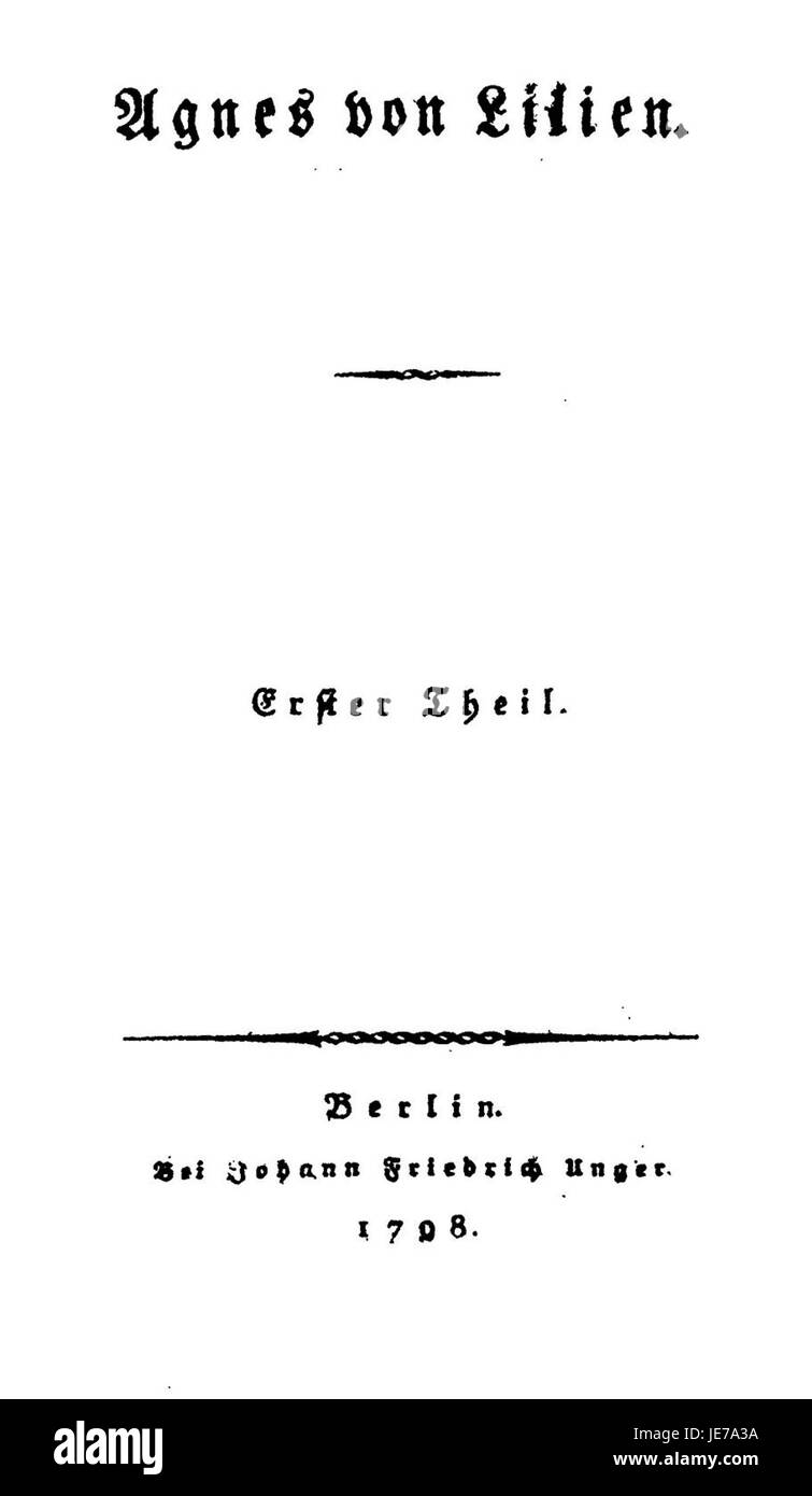 „De Agnes von Lilien“ von Wolzogen ist ein historischer Roman, der im mittelalterlichen Europa spielt und Themen des Adels, ritterlicher Werte und der Komplexität des Hoflebens erforscht. Der erste Band stellt die Schlüsselfiguren und die politischen Intrigen der Zeit vor. Stockfoto