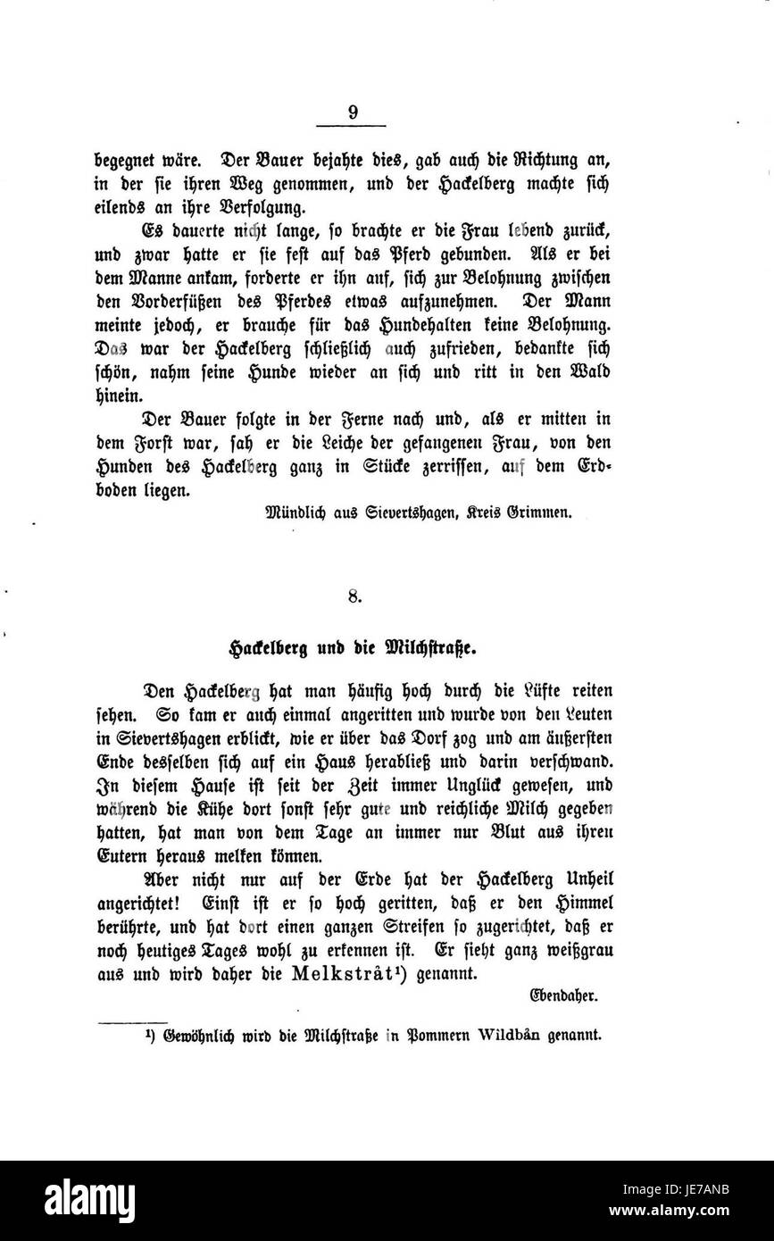 „De Jahn Volkssagen“ ist eine Sammlung deutscher Volksmärchen von Johann Gottfried von Herder, die sich mit kulturellen Erzählungen und Volkstraditionen in Deutschland des 18. Jahrhunderts befasst. Stockfoto