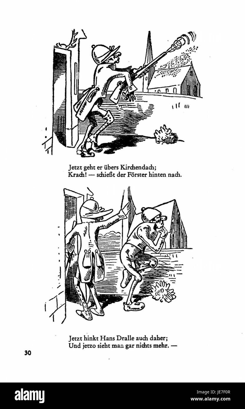 Busch Werke beziehen sich auf eine Sammlung von Werken des deutschen Künstlers Busch, die Themen des deutschen Lebens und der deutschen Kultur durch bildende Kunst, dargestellt in seinem unverwechselbaren Stil, erforscht. Stockfoto