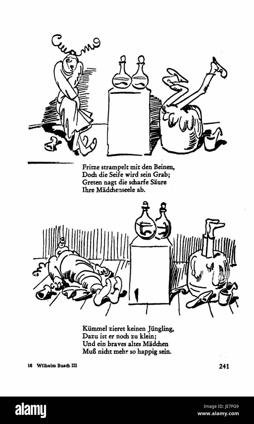 Ein Auszug aus den Busch Werken v3, Seite 239, der möglicherweise historische oder künstlerische Werke innerhalb der Sammlung zeigt und Details oder Illustrationen zu europäischer Literatur oder Kunst enthält. Stockfoto