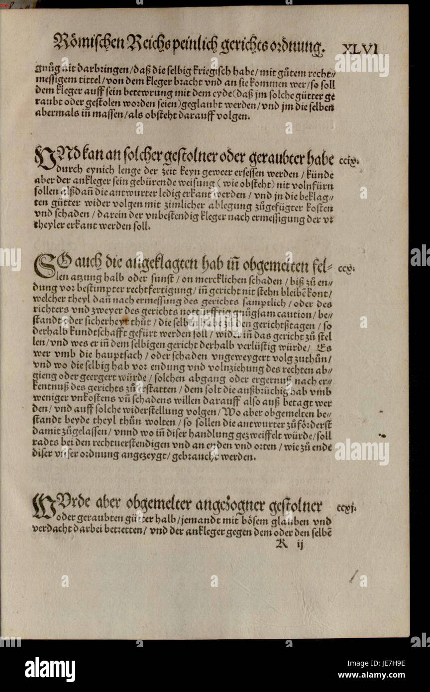 De Constitutio Criminalis Carolina (1533) 103 Stockfoto