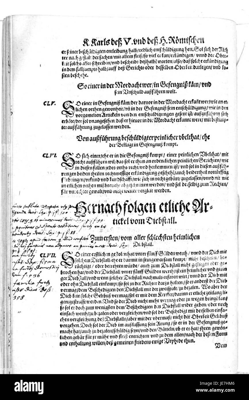 De Constitutio Criminalis Carolina (1577) 52 Stockfoto