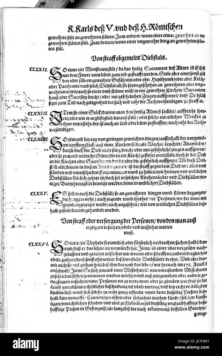 De Constitutio Criminalis Carolina (1577) 56 Stockfoto