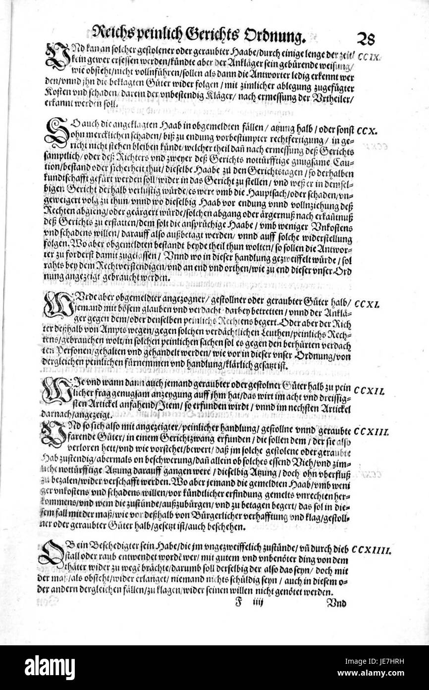 De Constitutio Criminalis Carolina (1577) 65 Stockfoto