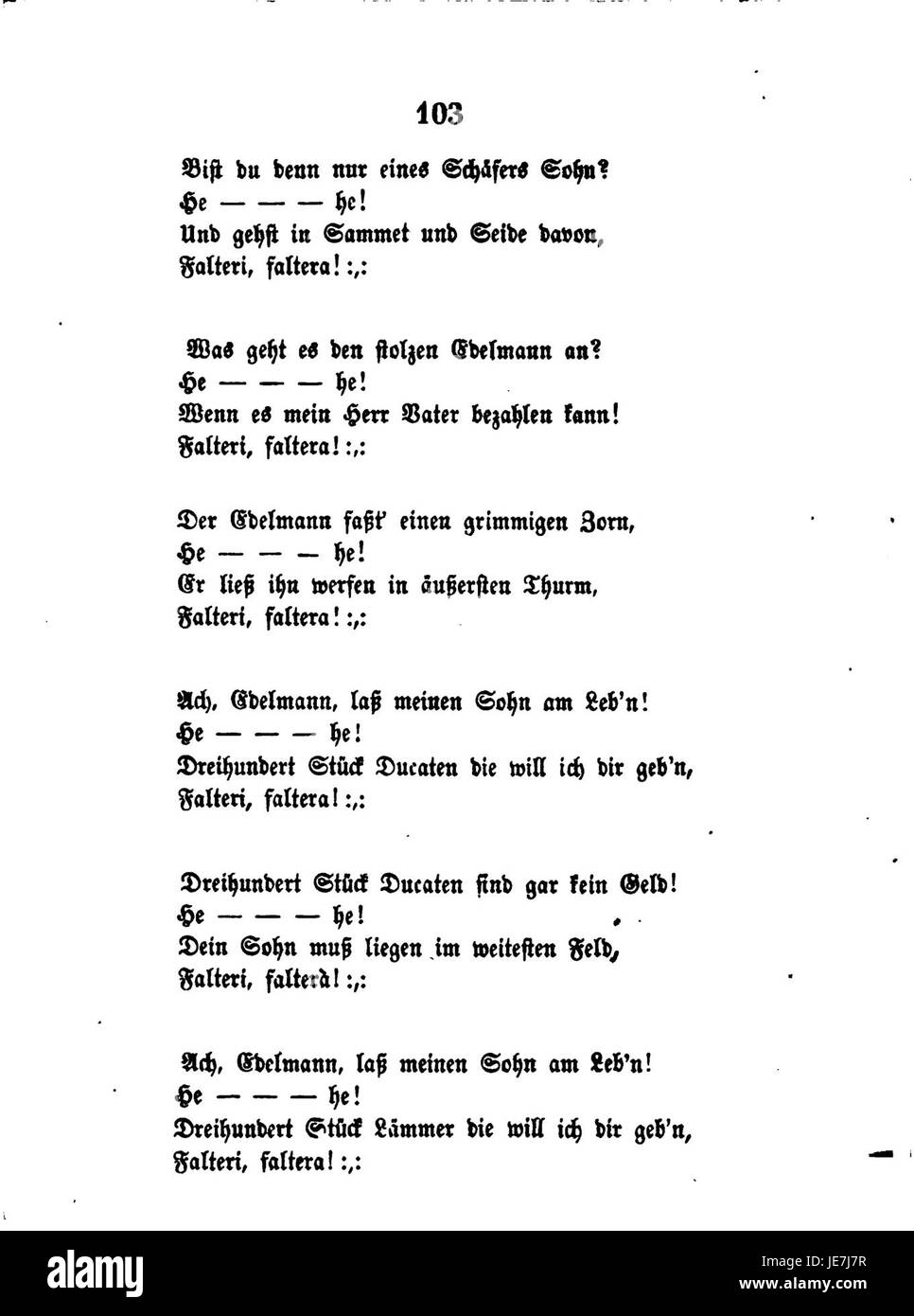 Eine Seite aus den de Schefer Werken, einer Sammlung von Werken des Schweizer Schriftstellers Johann Schefer. Der 10. Band zeigt Schefers literarische Beiträge zur Schweizer Literatur. Stockfoto