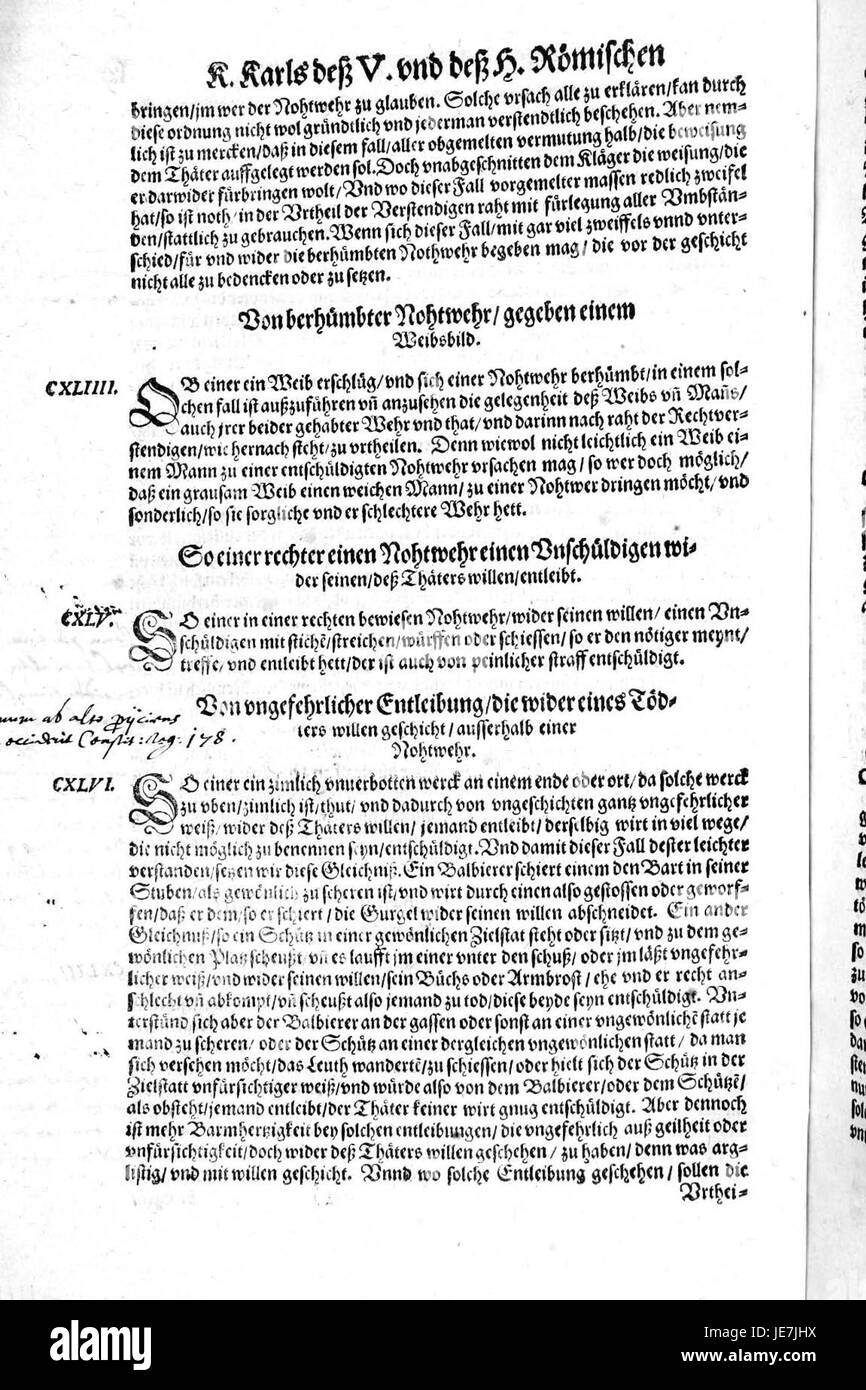 De Constitutio Criminalis Carolina (1577) 48 Stockfoto