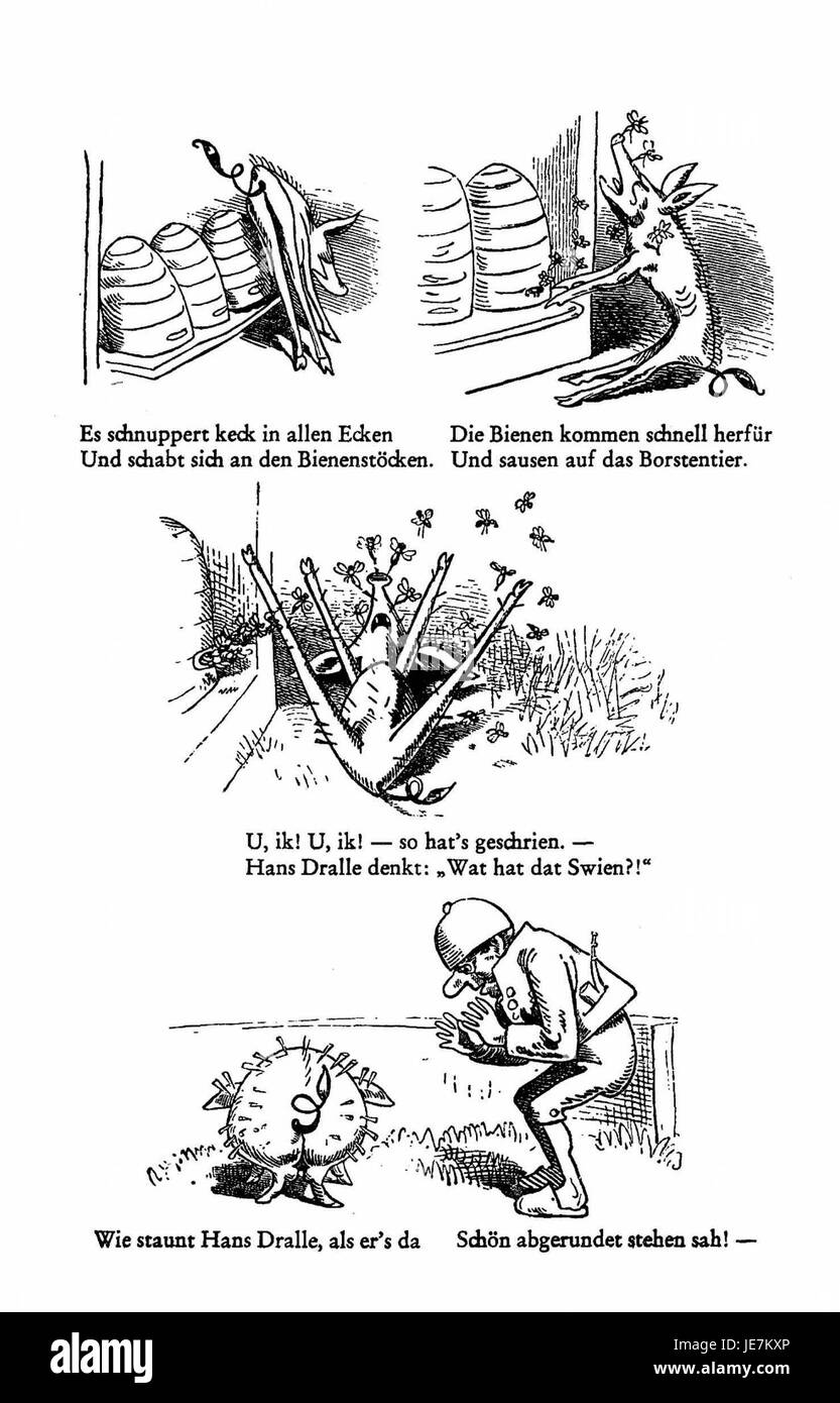 Dieses Bild stammt aus der Serie „Busch Werke“, Seite 010, die möglicherweise eine Illustration zu traditionellen europäischen Werken oder Kulturen zeigt, die ein Thema oder eine Szene im Stil von Buschs künstlerischem Erbe darstellt. Stockfoto