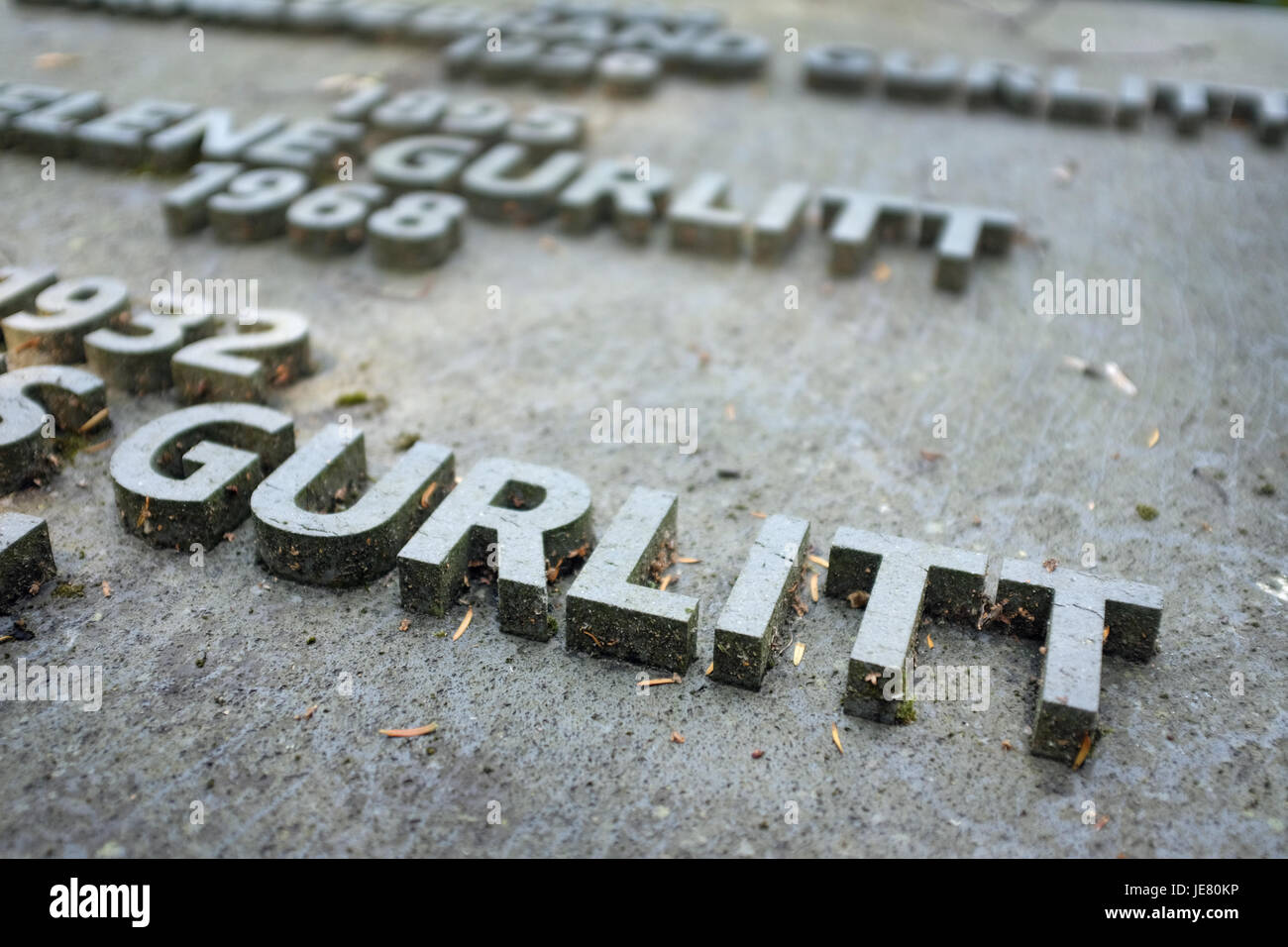 Düsseldorf, Deutschland. 22. Juni 2017. Das Grab des deutschen Kunstsammlers Cornelius Gurlitt in Düsseldorf, Deutschland, 22. Juni 2017. Gurlitt wurde als Sohn des Kunsthändlers Hildebrand Gurlitt. Seine Mutter Helene war eine Tänzerin. Cornelius wurde im Familiengrab beigesetzt. Foto: Martin Gerten/Dpa/Alamy Live News Stockfoto