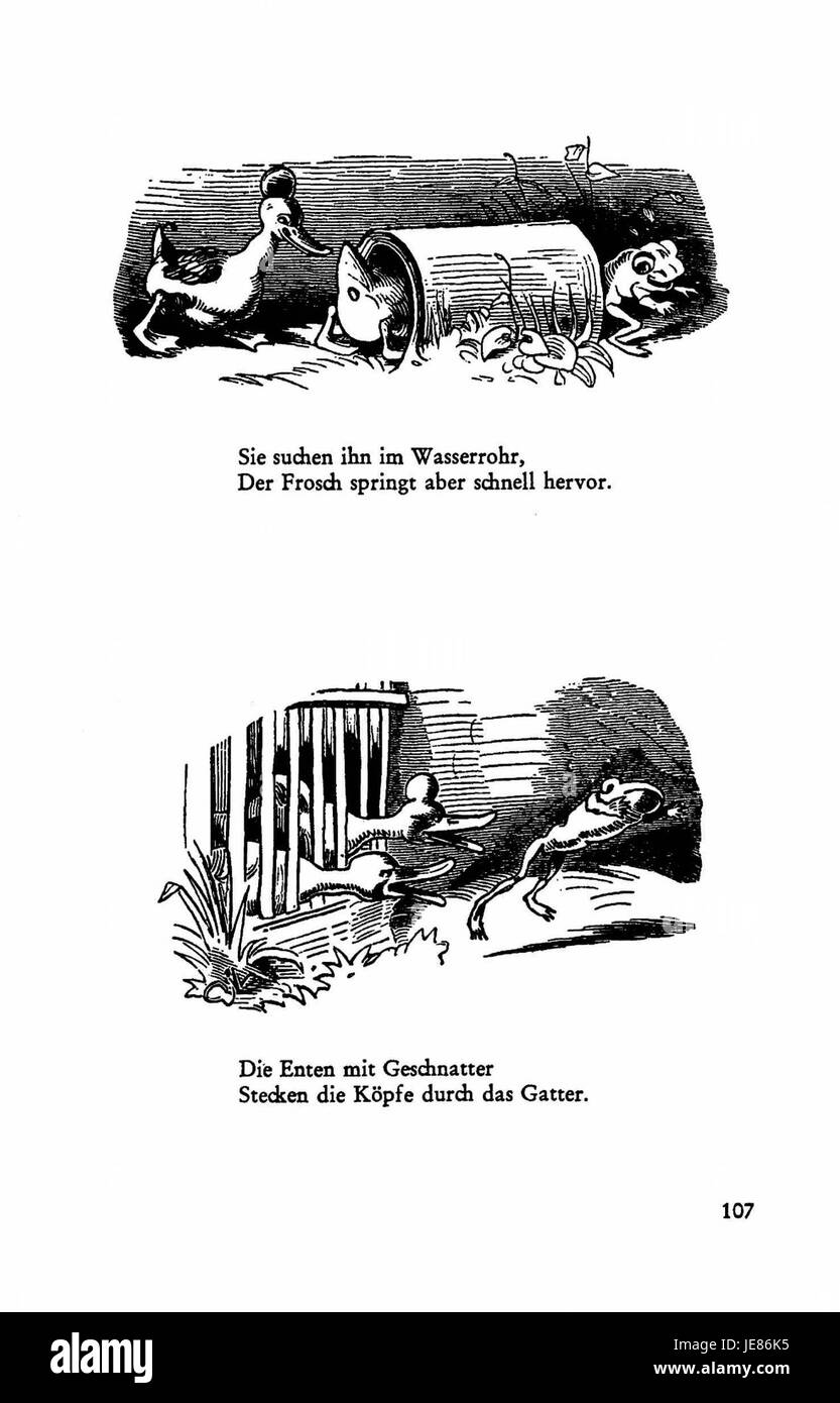 „Busch Werke v1 S. 101“ bezieht sich auf eine Seite aus dem ersten Band Busch-Werke, die detaillierte künstlerische und technische Illustrationen aus dem 19. Jahrhundert enthält, die Innovationen der industriellen Ära widerspiegeln. Stockfoto