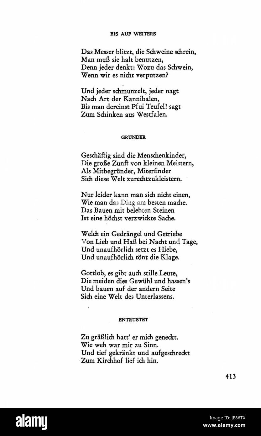 Busch Werke v4 S. 411 ist eine Seite aus der Reihe „Busch Werke“, die wahrscheinlich auf eine deutsche Literatur- oder Kunstsammlung bezogen ist. Es umfasst Werke von bemerkenswerter historischer und kultureller Bedeutung in Europa. Stockfoto
