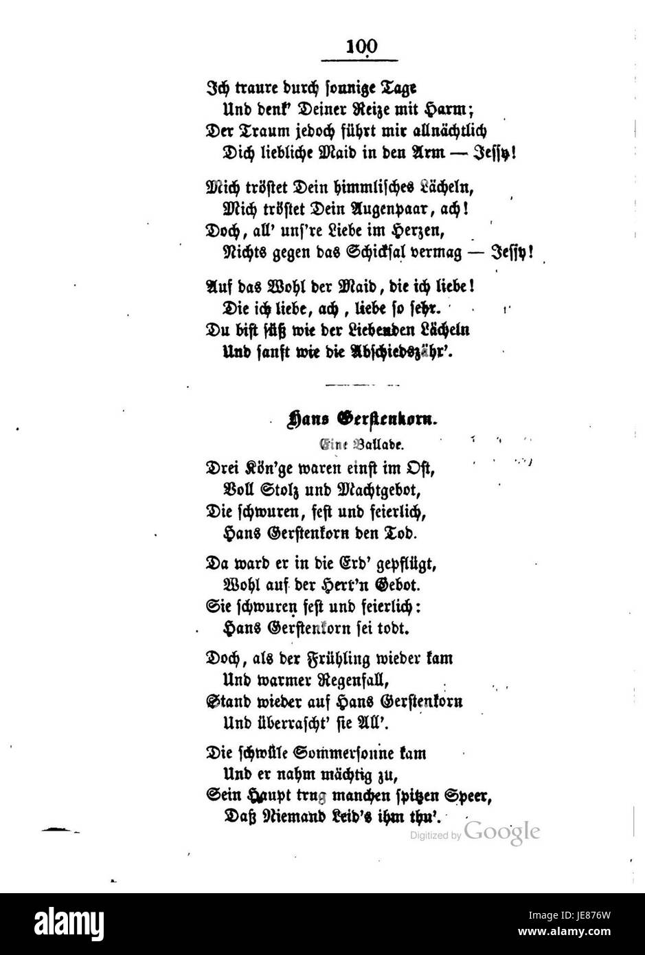 Burns Lieder und Balladen 100 ist eine deutsche Ausgabe der Lieder und Balladen von Robert Burns, die sich mit der literarischen Bedeutung seiner Werke und deren Einfluss auf die schottische Kultur befasst. Stockfoto