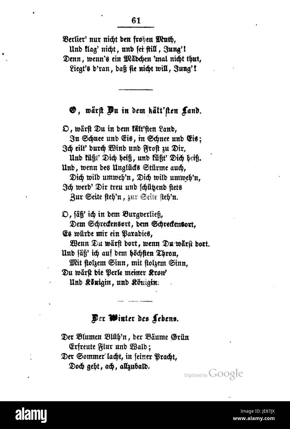 Eine Seite aus „Burns Lieder und Balladen“, einer Sammlung von Gedichten und Balladen des schottischen Dichters Robert Burns, mit Texten, die die schottische Kultur und Geschichte widerspiegeln. Stockfoto