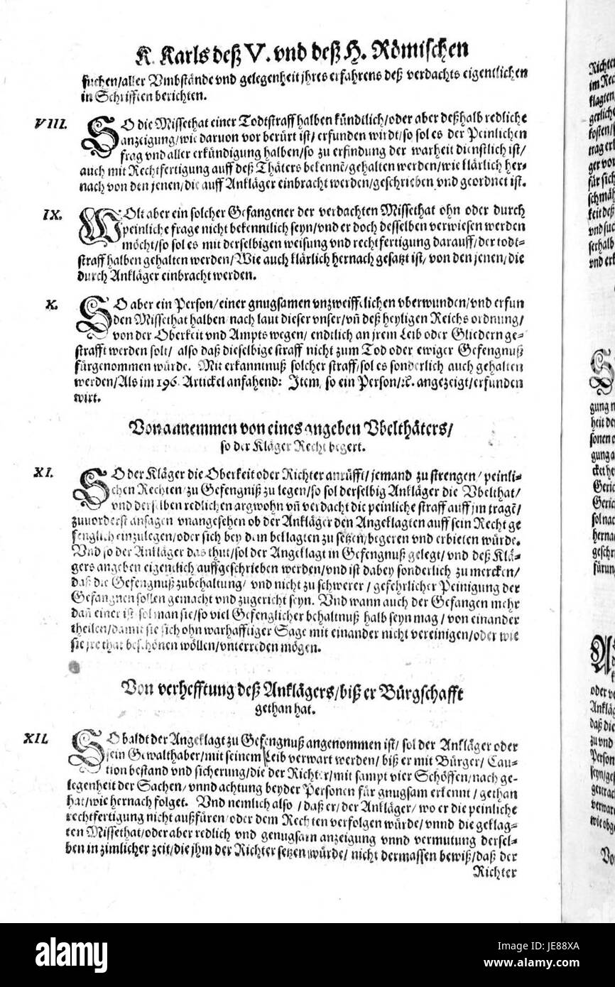 De Constitutio Criminalis Carolina (1577) 16 Stockfoto
